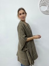 Poncho Oversize de Cuadros Marrón