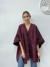 Poncho Oversize de Cuadros Granate