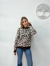 Jersey Animal Print de Punto Suave Marrón