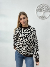 Jersey Animal Print de Punto Suave Negro