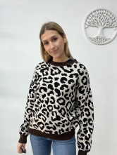 Jersey Animal Print de Punto Suave Negro