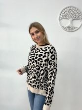 Jersey Animal Print de Punto Suave Beige