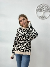Jersey Animal Print de Punto Suave Beige