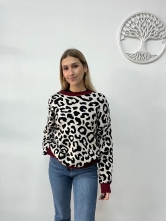 Jersey Animal Print de Punto Suave Granate