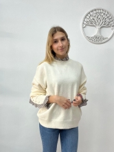 Jersey con Efecto Blusa Integrada Beige