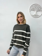 Jersey de Punto con Estampado de Rayas Verde