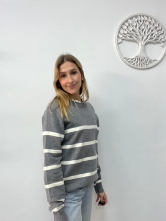 Jersey de Punto con Estampado de Rayas Gris