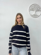 Jersey de Punto con Estampado de Rayas Marino