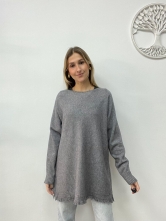 Jersey de Punto con un Diseño Largo Gris