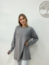 Jersey de Punto con un Diseño Largo Gris
