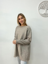 Jersey de Punto con un Diseño Largo Gris Pardo