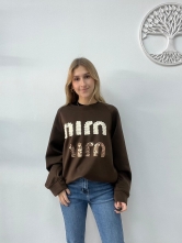 Sudadera Básica de Algodón Bordados Marrón