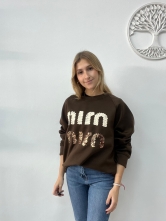 Sudadera Básica de Algodón Bordados Marrón