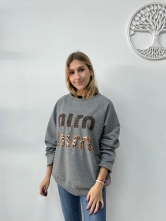 Sudadera Básica de Algodón Bordados Gris