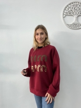 Sudadera Básica de Algodón Bordados Granate