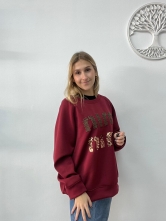 Sudadera Básica de Algodón Bordados Granate