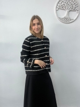 Rebeca de rayas con destellos y botones joya Negro