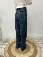 Jeans Wide Leg con Costura Frontal y Talle alto