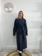 Abrigo Maxi Cruzado con Cinturón Marino