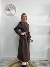 Abrigo Maxi Cruzado con Cinturón Marrón