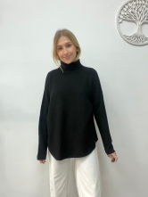 Jersey de Punto Suave y Estilo Relajado Negro