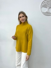 Jersey de Punto Suave y Estilo Relajado Mostaza