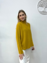 Jersey de Punto Suave y Estilo Relajado Mostaza