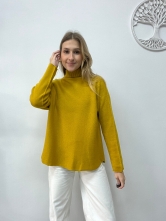 Jersey de Punto Suave y Estilo Relajado Mostaza