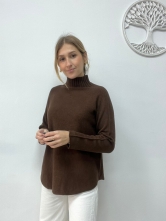 Jersey de Punto Suave y Estilo Relajado Marrón