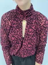 Body de Tela Semitransparente con Estampado de Leopardo en Terciopelo