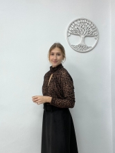 Body de Tela Semitransparente con Estampado de Leopardo en Terciopelo