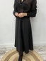 Falda Larga de Antelina con Cinturón Ancho Incorporado Negro