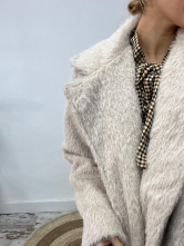 Abrigo Largo Efecto Borreguito Beige