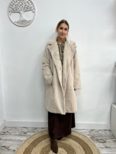 Abrigo Largo Efecto Borreguito Beige