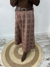 Falda de Cuadros con Ligero Vuelo y Cinturón Incluido