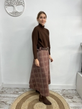 Falda de Cuadros con Ligero Vuelo y Cinturón Incluido