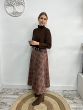 Falda de Cuadros con Ligero Vuelo y Cinturón Incluido
