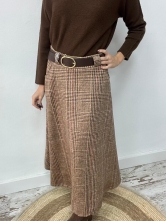 Falda de Cuadros con Ligero Vuelo y Cinturón Incluido