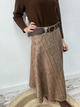 Falda de Cuadros con Ligero Vuelo y Cinturón Incluido