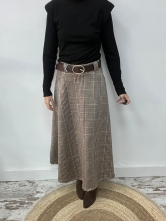 Falda de Cuadros con Ligero Vuelo y Cinturón Incluido