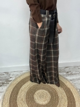 Pantalón de Cuadros con Lazada en la Cintura