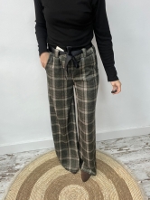 Pantalón de Cuadros con Lazada en la Cintura