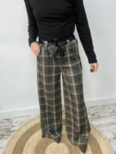 Pantalón de Cuadros con Lazada en la Cintura