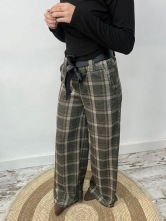 Pantalón de Cuadros con Lazada en la Cintura