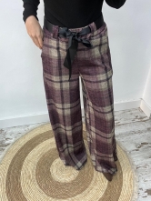 Pantalón de Cuadros con Lazada en la Cintura