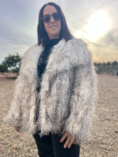 Abrigo efecto pelo súper suave  Blanco