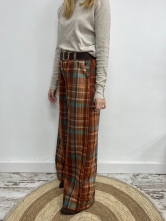 🍂 Pantalones Anchos de Cuadros Tartán Otoñales