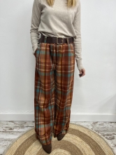 🍂 Pantalones Anchos de Cuadros Tartán Otoñales