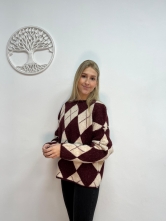 Jersey de punto Rombos Granate y Beige