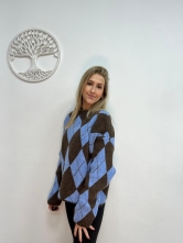 Jersey de punto Rombos Azul y Marrón